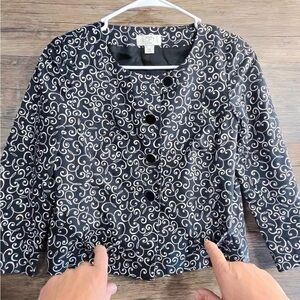 LOFT Black and White Swirl Blazer